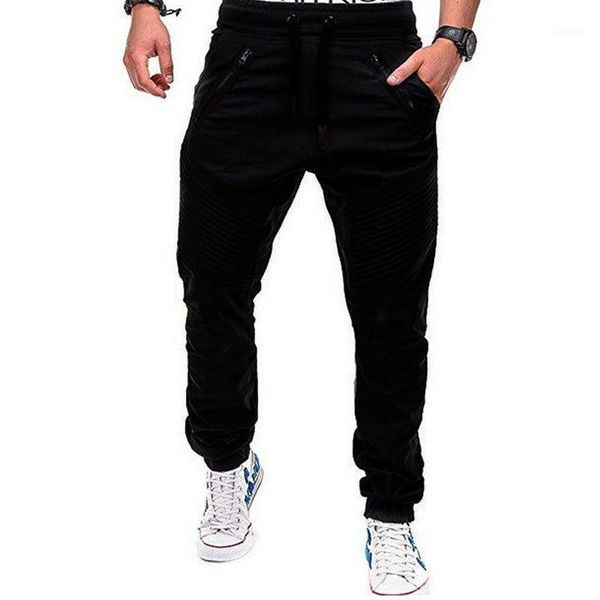 

men's pants hirigin men casual gym workout slim fit urban straight leg running jogger cargo trousers solid pencil tracksuit, Black