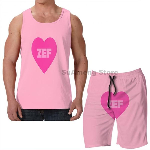

men's tracksuits summer funny print men tank women zef heart design beach shorts sets fitness vest, Gray