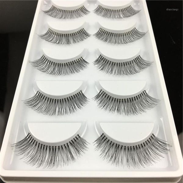 

fake eyelashes 5 pairs natural long sparse false eye lashes transparent stems makeup lashes1