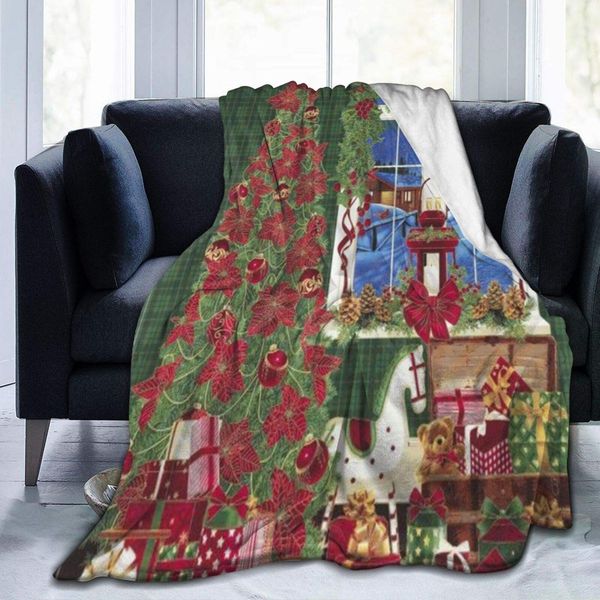 

tree window christmas red sofa throw blanket flannel super soft fleece beach picnic bedspread home decor all season for baby dog