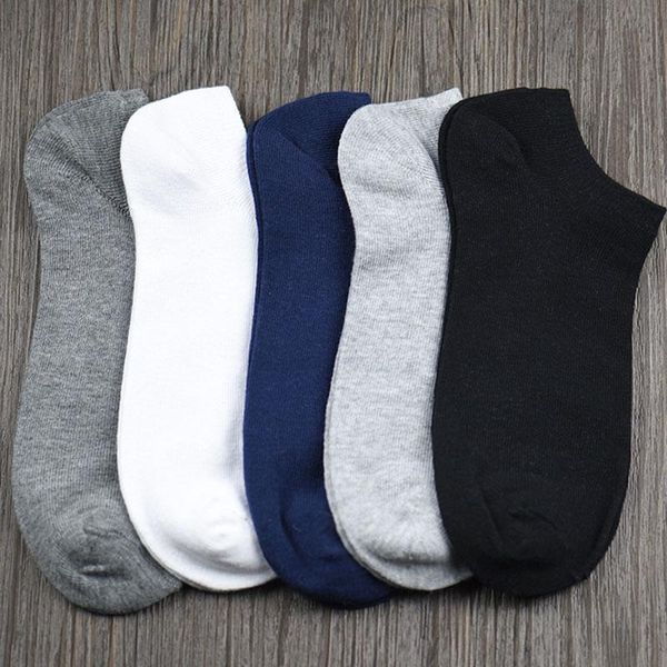 

sports socks 5 pairs men cotton short ankle breathable casual for running business hv99, Black