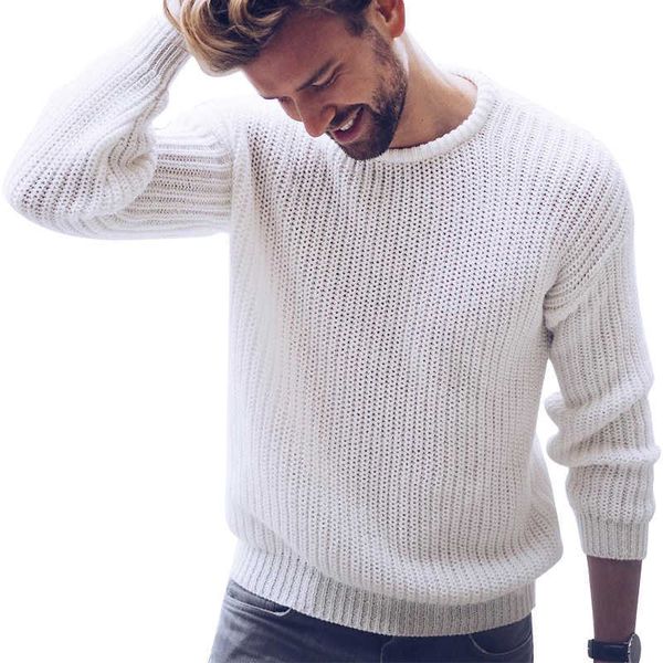 

autumn winter sweater men arrival casual pullover men long sleeve o-neck solid color slim fit knitted sweaters for men 210528, White;black