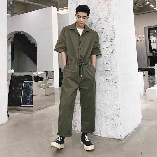 

pant hip-hop loose street short-sleeved jiufenku retro fashion mark suits piece-fashion japanese men's summer-style one piece- utja, Black