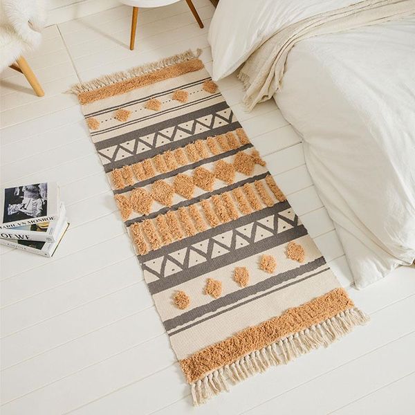 

creayive hand woven carpet tufted tassels floor mat bedroom tapestry decorative blanket tea living room area rug decor carpets