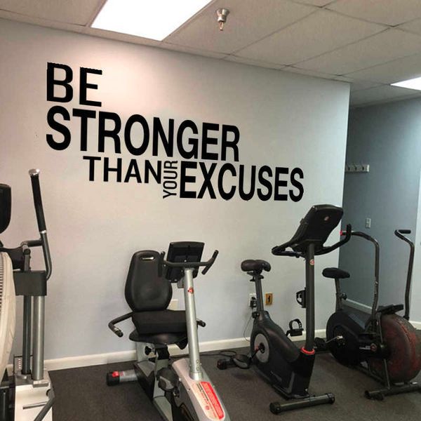 Seja mais forte do que suas desculpas adesivos ginásio sala de aula motivacional citação inspirada parede decalque fitness crossfit 4332