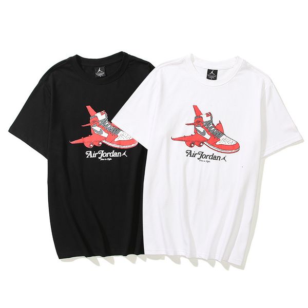 

fashion t shirt correct version 2021 summer brand n family chicago airplane shoes printed short sleeve for men and women, White;black