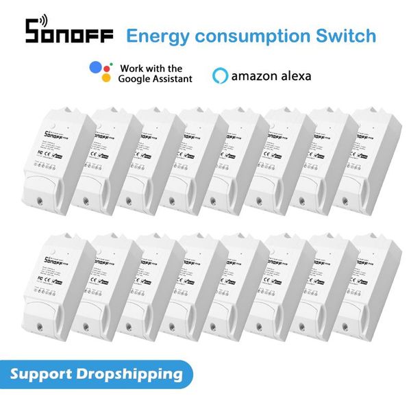 

smart home control 1-20pcs sonoff pow r2 wifi diy switch 16a real time power consumption measure for ewelink app work with alexa google