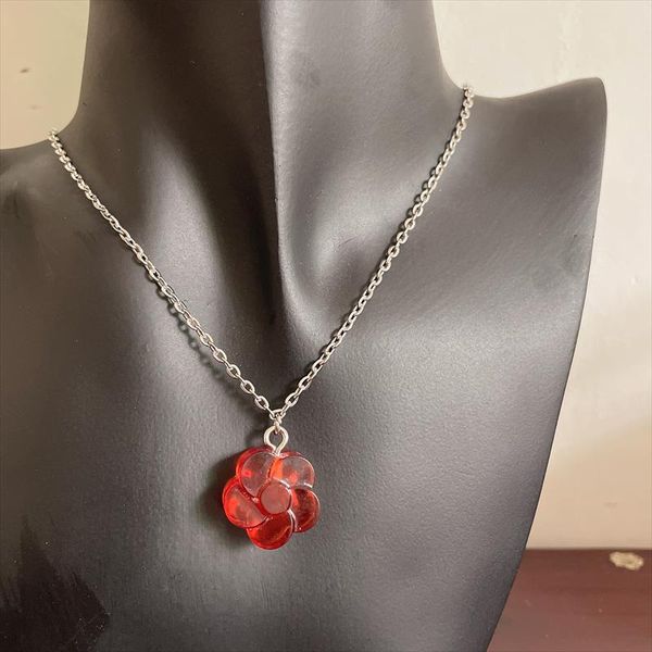 

pendant necklaces 2021 stainless steel handmade flower necklace candy 7 color chains for women girls jewelry gift wholesale, Silver