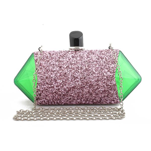 

fashion evening bag transparent diamond acrylic women's dinner date glitter powder