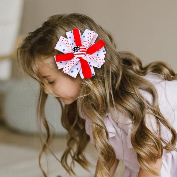 

hair bows for girls kids dot star printed clips cute patches hairpin festival party accessories, Slivery;white