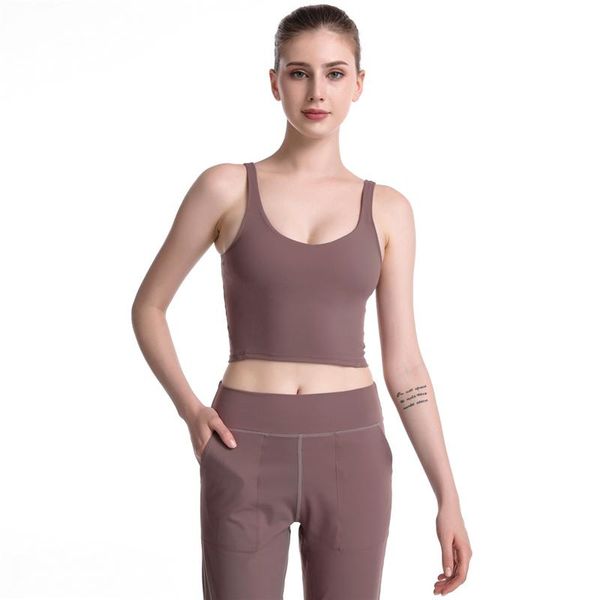 Yoga Outfit Женщины Спортивные Обучение Бюстгальтер Push Up Жилет Сплошной Цвет Бегущие Топы Нагорье Почувствуйте Спортивный тренажерный зал Девушка мягкие нейлоновые бюстгальтеры