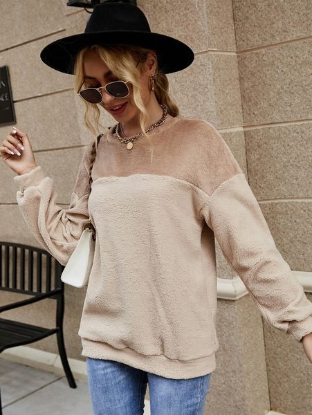 

drop shoulder colorblock flannel pullover v1fj#, White;black