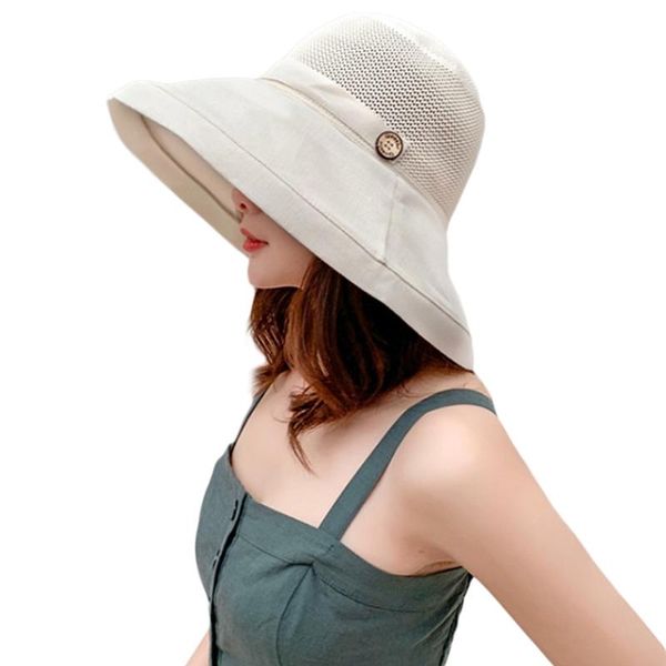 

wide brim hats sun big mesh summer hat fashion foldable sunshade sunscreen protection beach pattern inside & pure color, Blue;gray