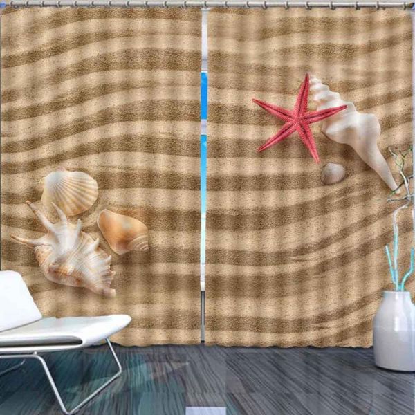 

curtain & drapes custom 3d curtains for living room starfish shell beach kitchen window luxury valances