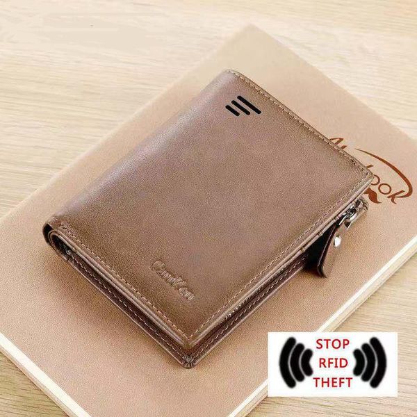 

wallets 2021 rfid men's wallet retro money clip fashion short letter card holder male multi-function buckle zipper coin purse, Red;black