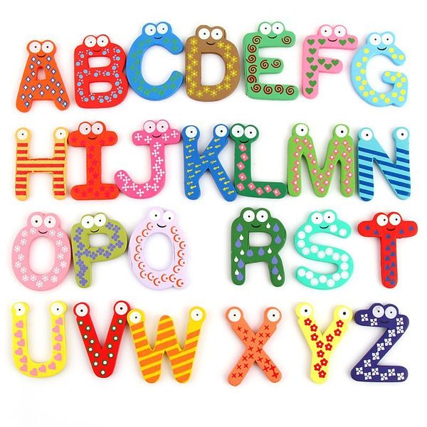 Holz Holz Cartoon Handwerk Bildung Alphabet Magnete Kühlschrank Dekorationen Bunte Lernspielzeug Englisch Kinder Zuhause Früh 26 Geschenke 691 V2