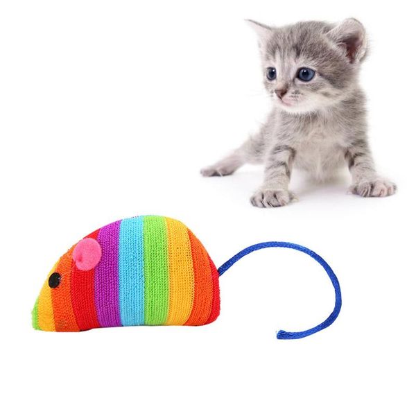 

cat toys pet toy mouse shape cloth rainbow color interactive