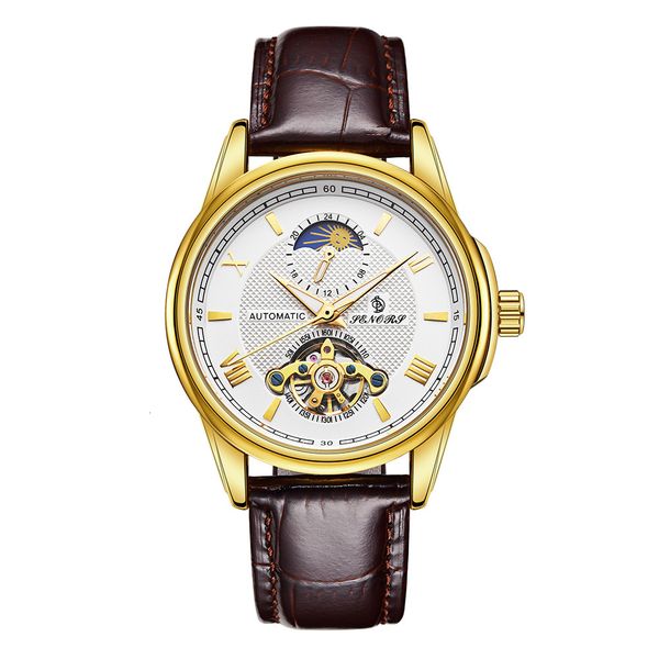 

mechanical watches skeleton men automatic clock luxury relogio masculino by senors, Slivery;brown