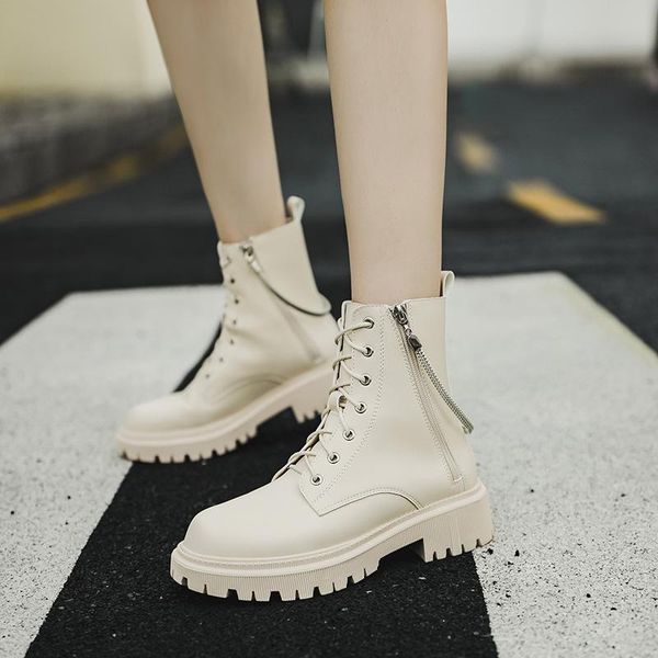 

boots 2021 autumn and winter women's white low-short handsome knight, Black