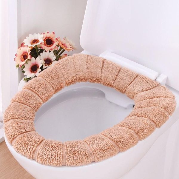 

candy color toilet seat cover 4 pieces pure thickening warm wc pad universal cushion covers