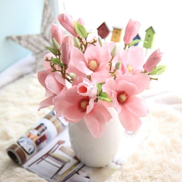 

decorative flowers & wreaths artificial single fresh magnolia flower vases for home decoration accessories wedding scrapbooking