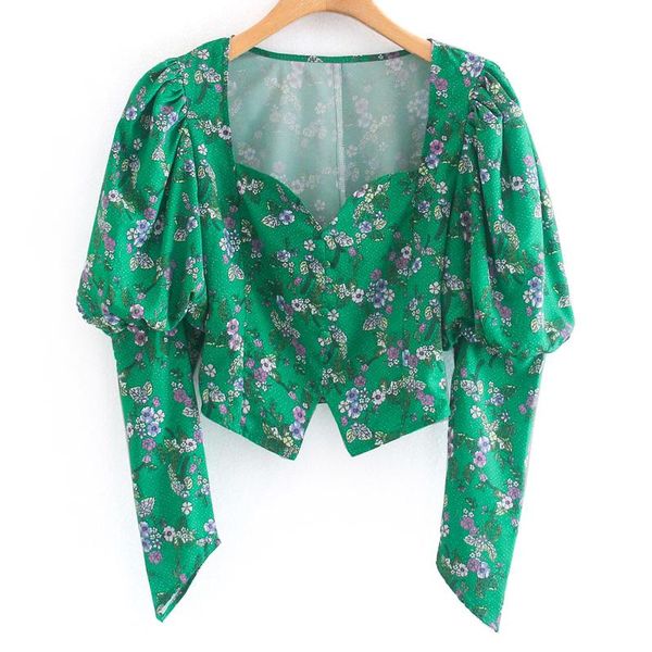 

prairie chic square collar short blouses women fashion slim printed shirts elegant long sleeve female ladies hj women's &, White