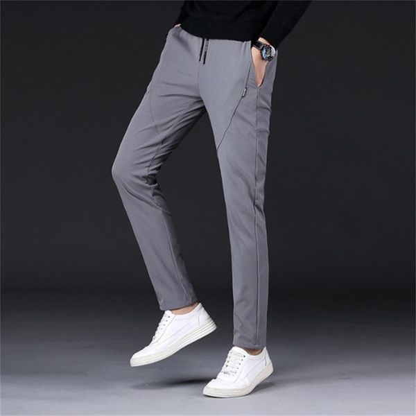 

men's four seasons small straight casual pants slim feet loose stretch, Black