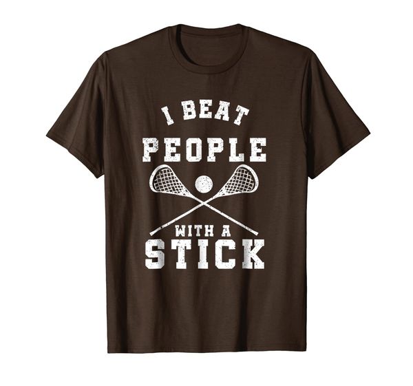 

i beat people with a stick t-shirt funny lacrosse player, White;black