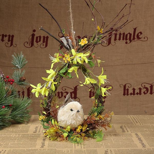

decorative flowers & wreaths rattan wreath bird swing hanging small flower accessories white home door decors birch branches