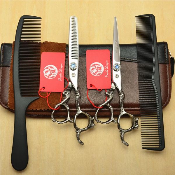 

hair scissors 4pcs set 9003# 6'' dragon carve silvery color hairdressing shears combs +cutting +thinning professional human suit
