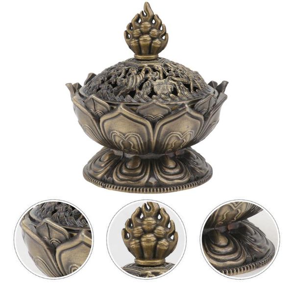 

fragrance lamps 1pc copper incense holder lotus shaped home censer (light brown)