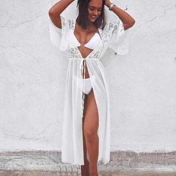 

ropa mujer summer clothes for women lace splice underwear casual robe femme beach boho maxi dresses white dress women's swimwear, White;black