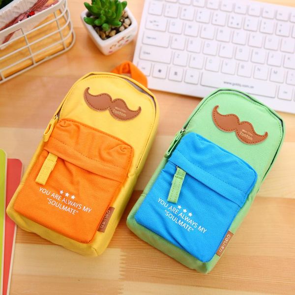 

students pencil bag creative styling moustache case beard genuine canvas mini korean student stationery bags