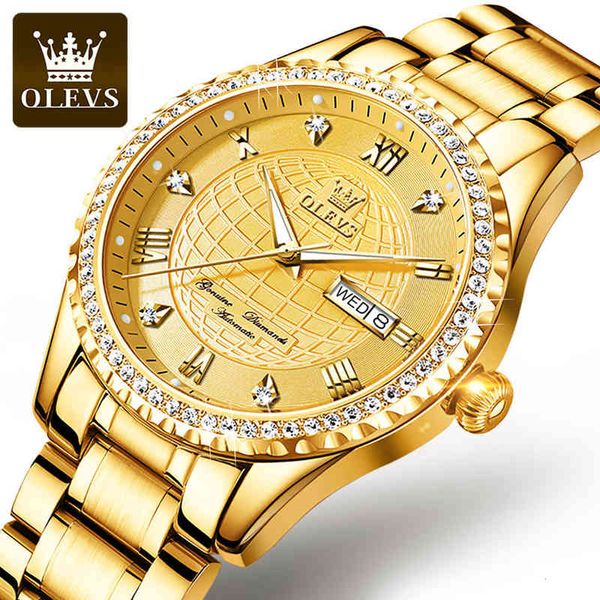 

brand new rvs olevs mechanical watches gold automatic luxury waterproof sports men's, Slivery;brown