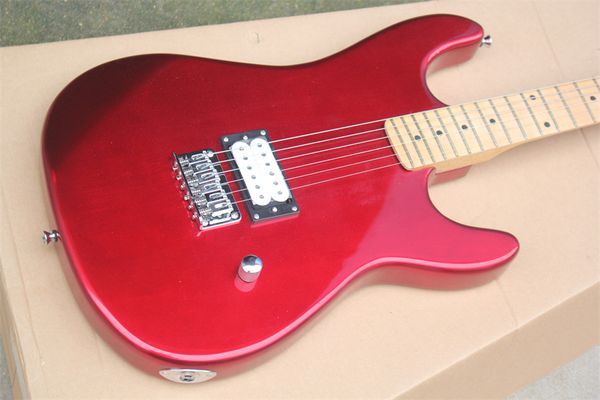 Custom Shop Único Humbucker Captador Metálico Vermelho Branco Preto Guitarra Elétrica Maple Fingerboard Dot Trastes Inlay Hardware Cromado