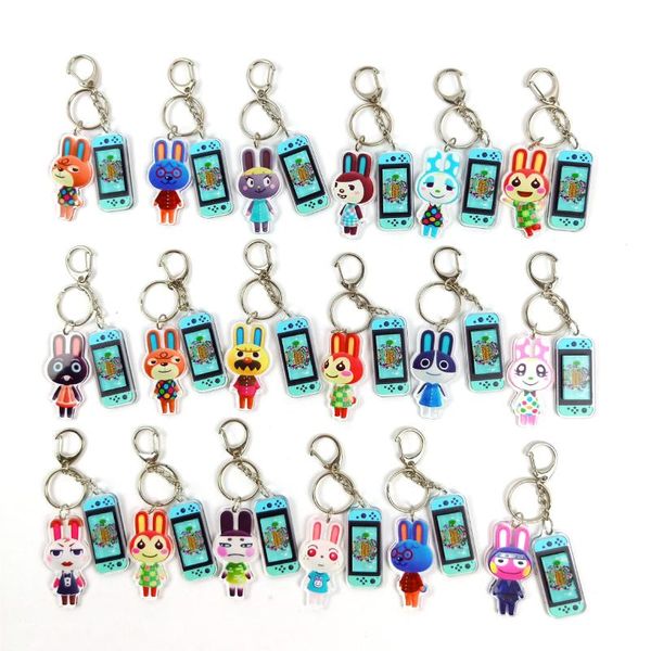 

keychains switch animal crossing keychain acrylic creative key chain charm boy men girl lucky bag pendant keyring gifts, Silver