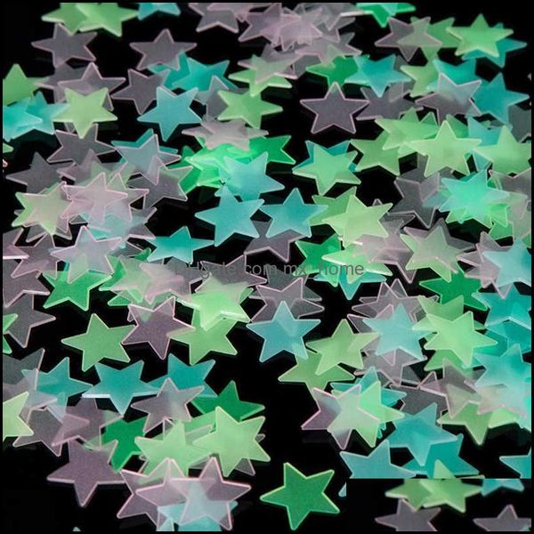 Decoração de parede adesivos de jardinwall 100 pcs/conjunto 3d estrelas brilham em The Dark Luminous for Kids Room Deck Decal Decal