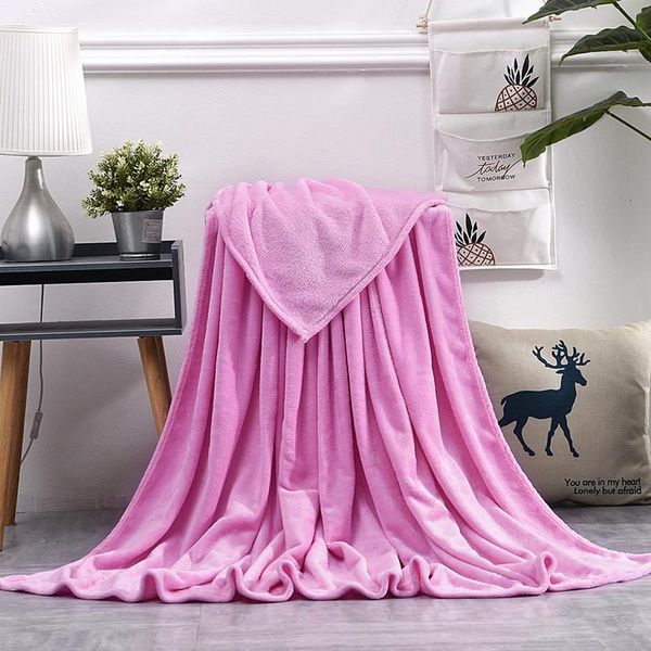 

blankets soft blanket solid color flannel coral velvet bedding article portable winter gift office nap quilt