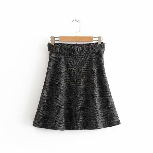 

skirts geckoistail women plaid casual sashes mini 2021 summer high waist female elegant skirt for womans clothing, Black