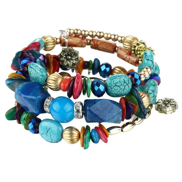 

charm bracelets natural stone bracelet blue beads strand for men women multi-layer winding wrapped jewelry, Golden;silver