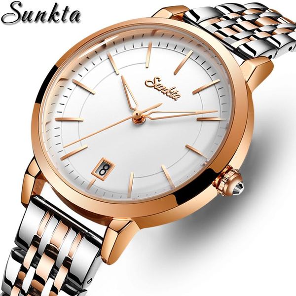

wristwatches women watches 2021 sunkta watch quartz waterproof women's wristwatch ladies girls fashion clock, Slivery;brown
