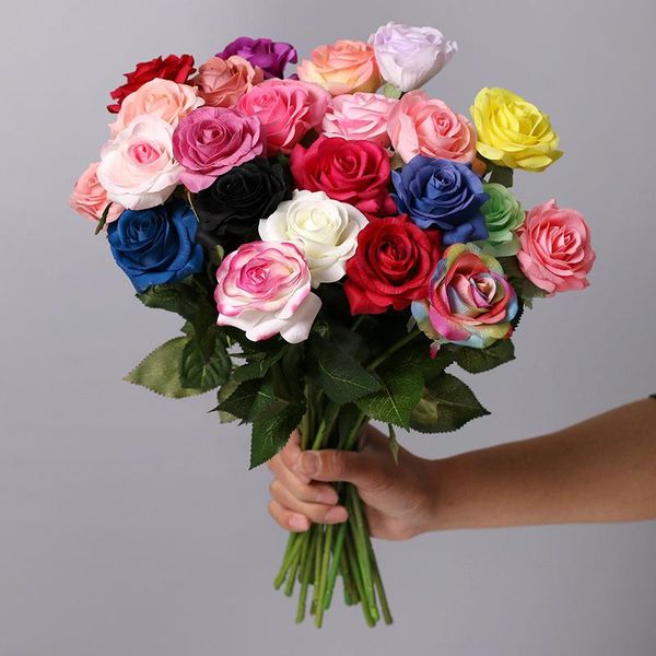 

decorative flowers & wreaths 11 pcs/a lot artificial rose flower real touch latex faux fake bouquet decoration for home wedding party