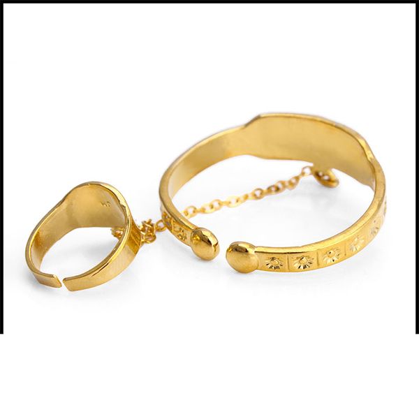 

bangles rings two-tone with ring bracelets real 18 k fine g/f gold solid letter silvery my baby kids daughter son dance perform jewelry, Golden;silver