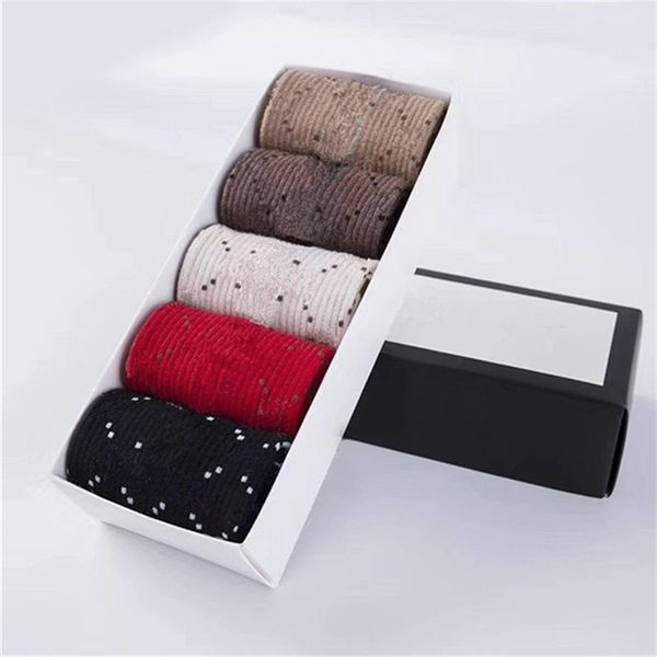 

stylish full letter sock designer skin friendly hosiery soft cotton socks ladies jacquard hosierys with box, Black