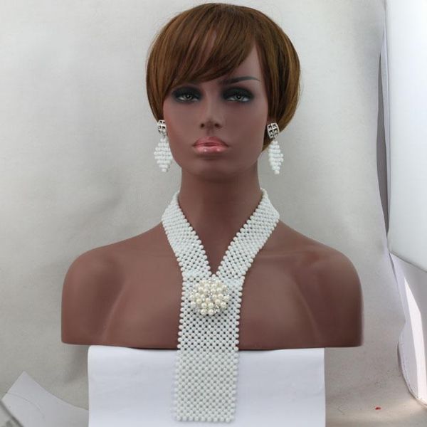 

earrings & necklace crystal bridal jewelry beads set fashionable african costume hx203, Silver
