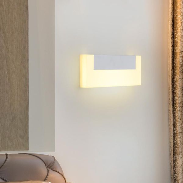 

nordic light luxury minimalist geometric rectangle wrought iron wall lamp acrylic bedroom study room living lighting