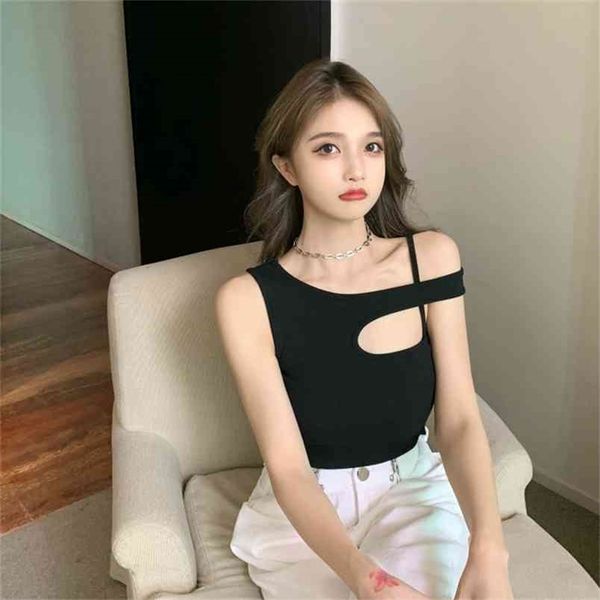 

summer individual design camisole casual basic off shoulder for women 210507, White