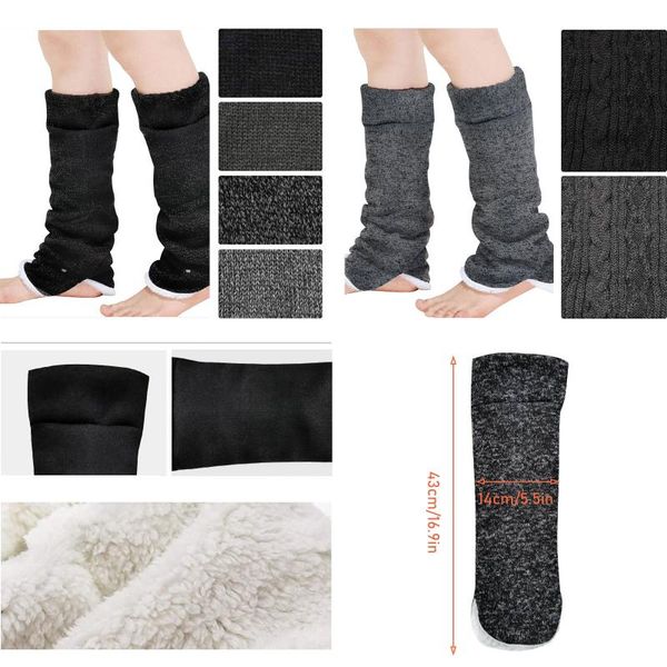 

sports socks winter long knit cover crochet chic warm thick cold proof plush soft thigh stulpe legwarmers drop, Black