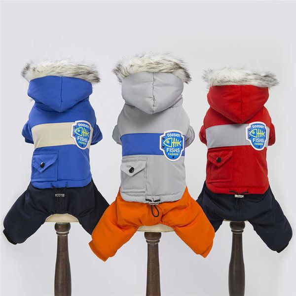 Quente animais de estimação roupas de cachorro algodão Rússia inverno engrossar macacão hoodies roupas para pequenos cachorrinho cães vestuário hondenkeding outfits 211007