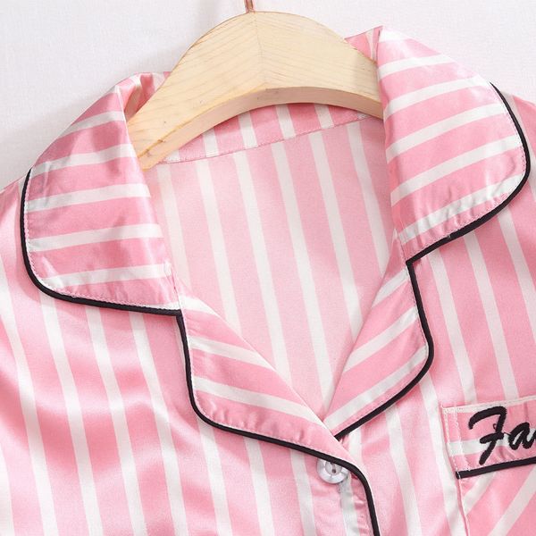 

20217 pieces women pajamas sets summer silk lingerie pijiama satin spaghetti strap striped pyjama sleepwear spring homewear, Black;red
